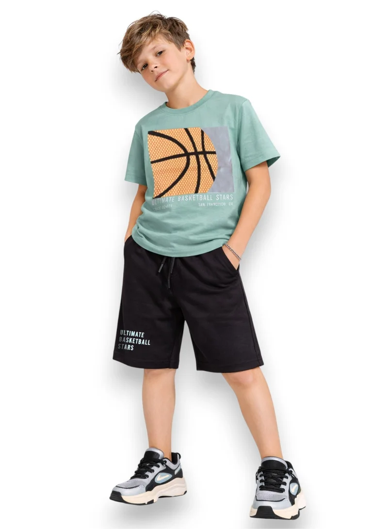 Victor And Jane  Boys Basketball Graphic T-Shirt & Black Shorts Set for Men | Best Price UAE